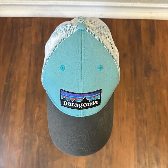 PATAGONIA P-6 Logo LoPro Trucker Hat Adjustable Snapback Teal/Grey #38016 OSFA - Picture 5 of 12